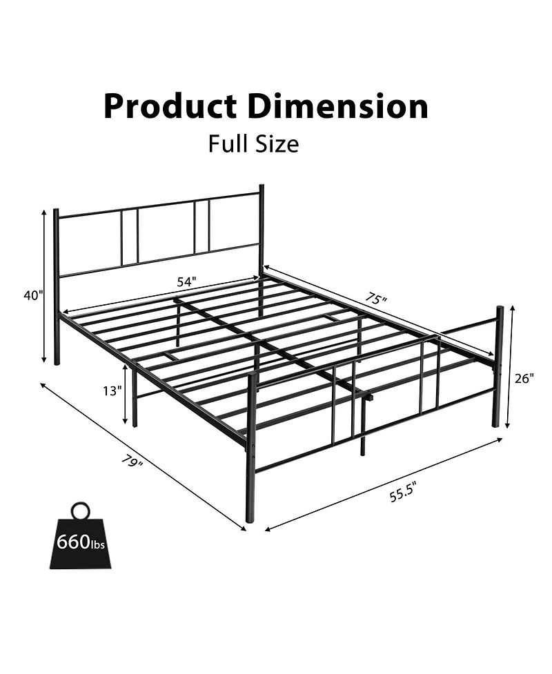 Full Size Platform Bed Frame with High Headboard-Full Size
