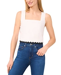 CeCe Women's Square-Neck Rickrack-Hem Crop Top
