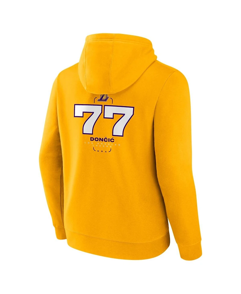 Fanatics Men's Luka Doncic Gold Los Angeles Lakers Icon Behind the Back Name Number Pullover Hoodie
