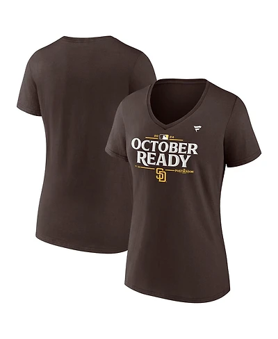 Fanatics Women's Brown San Diego Padres 2024 Mlb Postseason Locker Room V-Neck T-Shirt