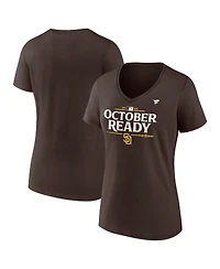 Fanatics Women's Brown San Diego Padres 2024 Mlb Postseason Locker Room V-Neck T-Shirt