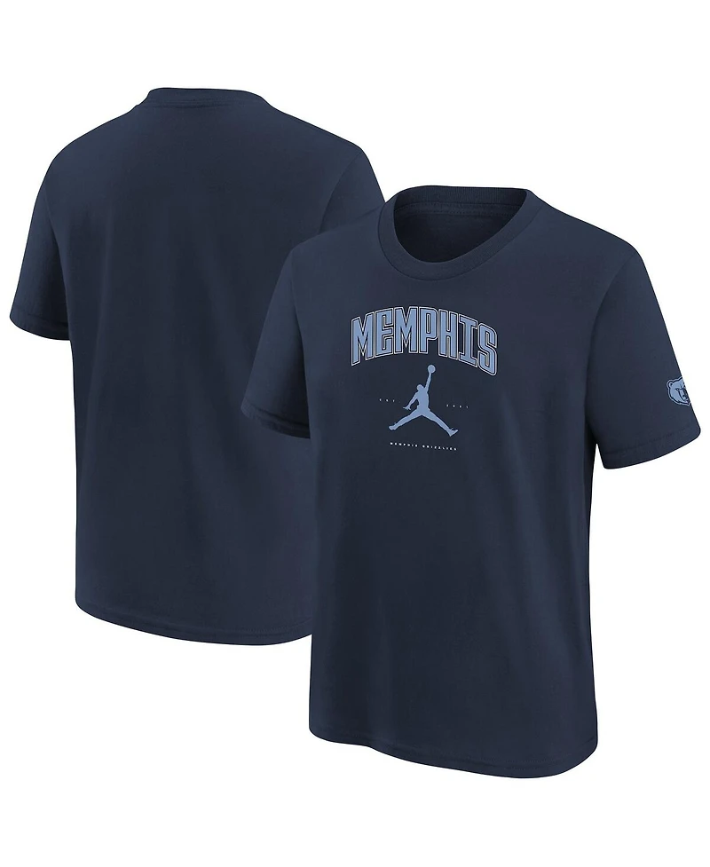 Jordan Big Boys and Girls Navy Memphis Grizzlies Essential Cities T-Shirt