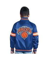 Starter Big Boys and Girls Blue New York Knicks Scrimmage Full-Snap Varsity Jacket