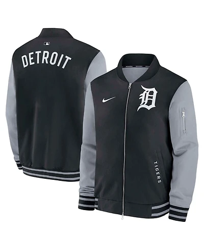 Nike Men's Black/Gray Detroit Tigers Authentic Collection Dugout Full-Zip Bomber Jacket