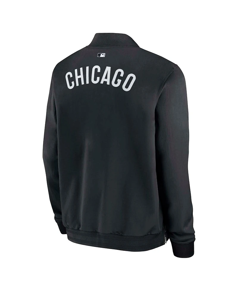 Nike Men's Black Chicago White Sox Authentic Collection Dugout Full-Zip Bomber Jacket