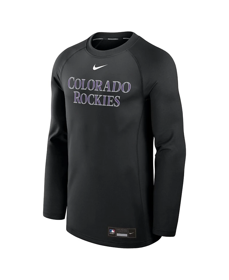 Nike Men's Black Colorado Rockies Authentic Collection Game Time Raglan Performance Long Sleeve T-Shirt