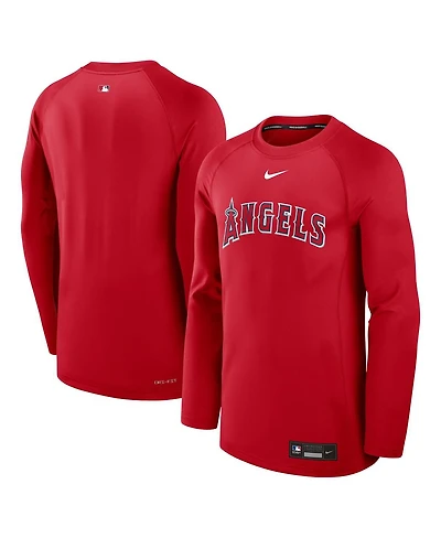 Nike Men's Red Los Angeles Angels Authentic Collection Game Time Raglan Performance Long Sleeve T-Shirt