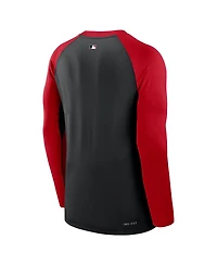Nike Men's Black/Red Cincinnati Reds Authentic Collection Game Time Raglan Performance Long Sleeve T-Shirt