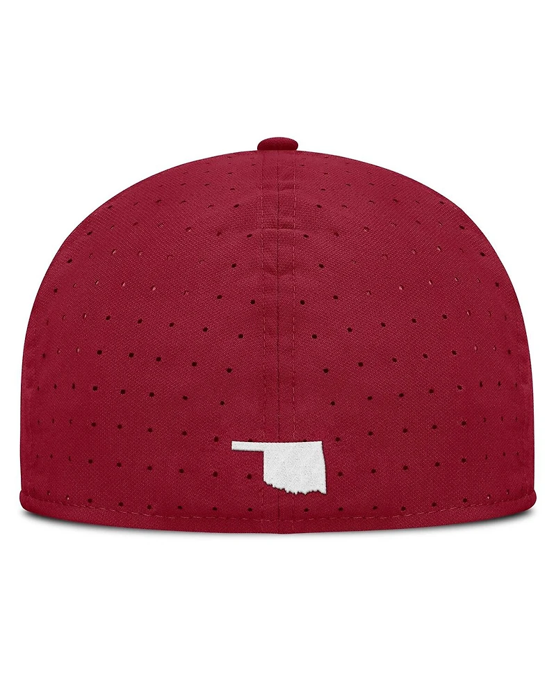 Nike Men's White/Crimson Oklahoma Sooners On-Field Dugout True Performance Fitted Hat