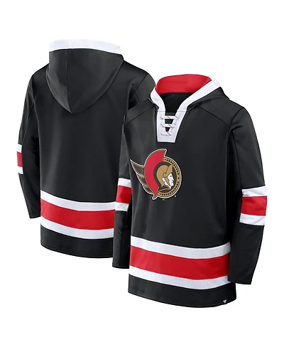 Fanatics Men's Black Ottawa Senators Inside Line Fleece Pullover Hoodie
