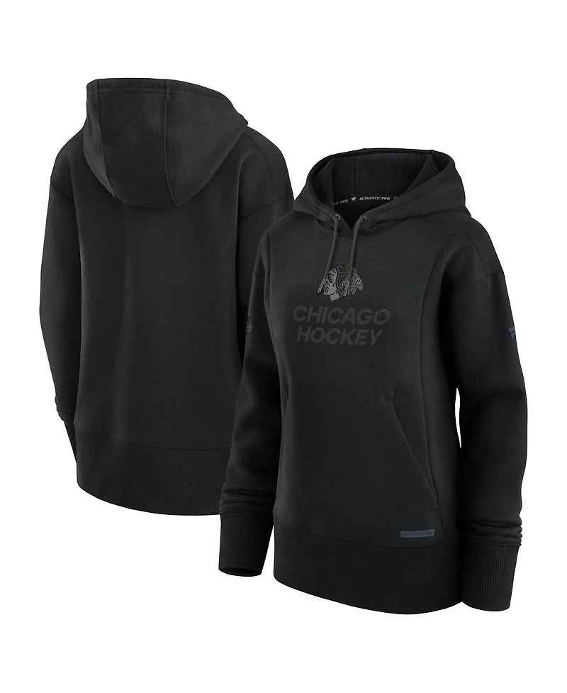 Fanatics Women's Black Chicago Blackhawks Authentic Pro Road Pullover Hoodie