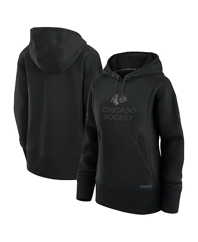 Fanatics Women's Black Chicago Blackhawks Authentic Pro Road Pullover Hoodie
