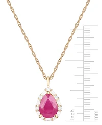 Emerald (1 ct. t.w.) & Diamond (1/5 Teardrop Halo 18" Pendant Necklace 14k Gold (Also Ruby Sapphire)