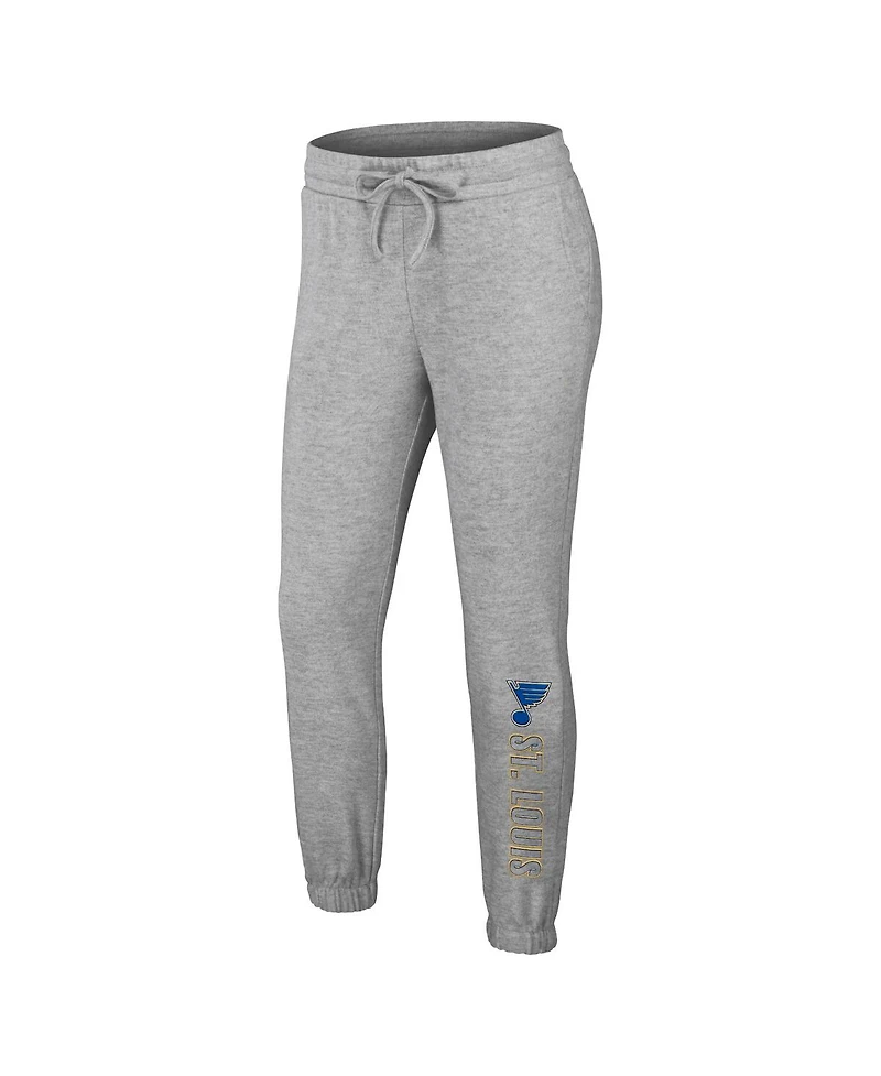 Wear by Erin Andrews Women's Heather Gray St. Louis Blues Knit Long Sleeve Tri-Blend T-Shirt, Pants and Sleep Set