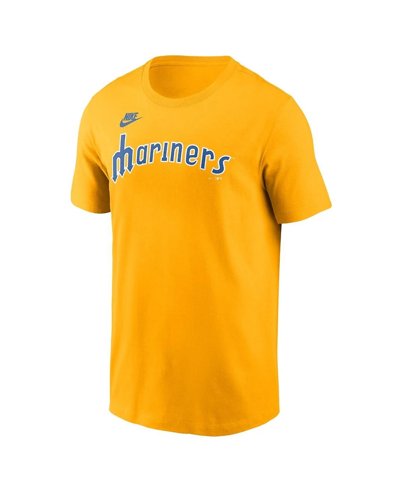 Nike Men's Gold Seattle Mariners Cooperstown Wordmark T-Shirt