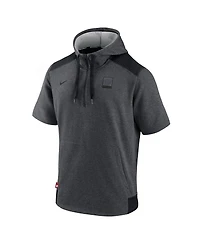 Men's Nike Heathered Charcoal, Black Washington Nationals Authentic Collection Dry Flux Performance Quarter-Zip Short Sleeve Hoodie