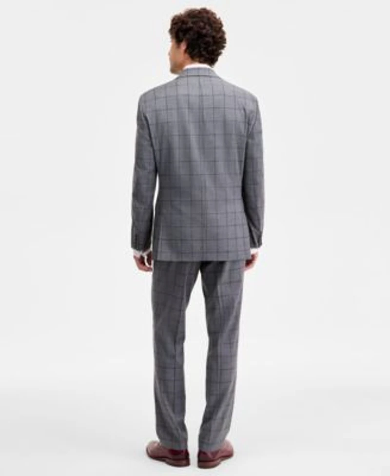 Tayion Collection Mens Classic Fit Windowpane Suit Separates