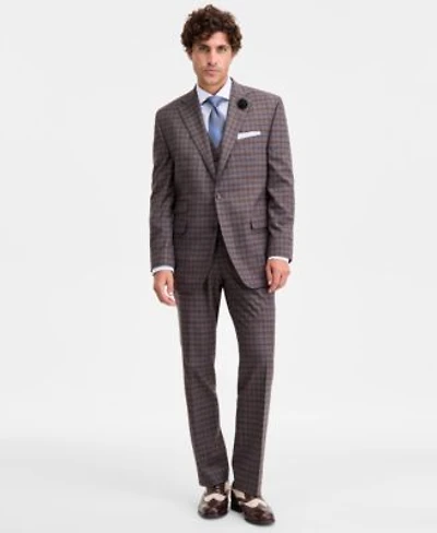 Tayion Collection Mens Classic Fit Plaid Suit Separates
