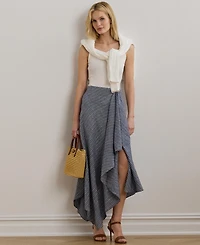 Lauren Ralph Lauren Women's Striped Linen A-Line Midi Skirt