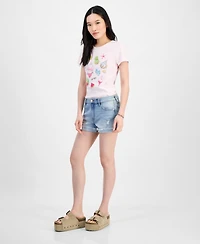 Celebrity Pink Juniors' Mid-Rise Fringe-Cuff Shorts