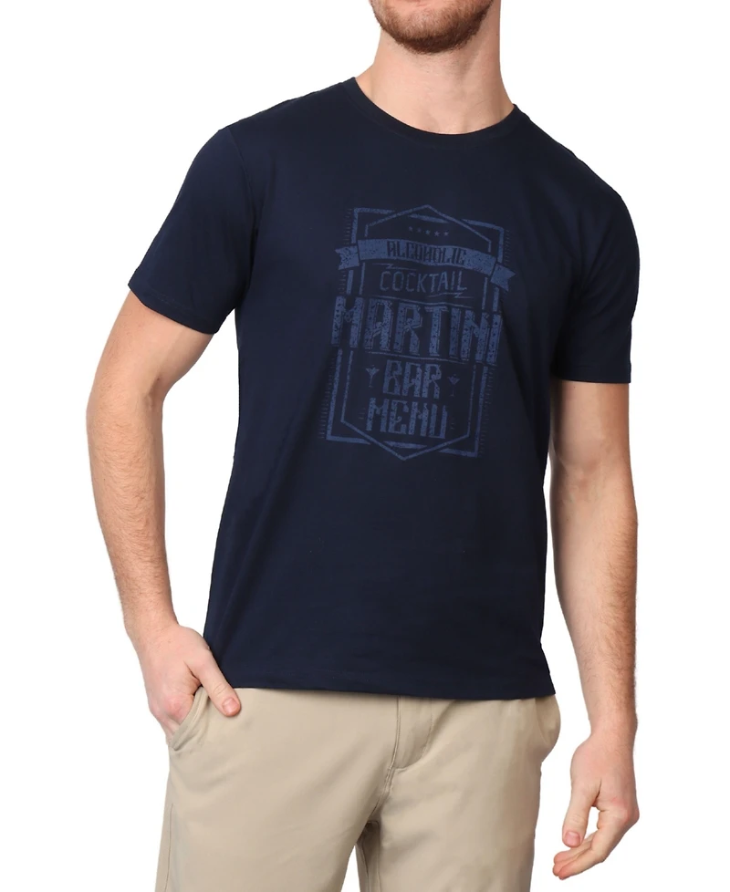 TailorByrd Big & Tall Navy Martini Graphic Tee - Classic Cotton Crew Neck T-Shirt