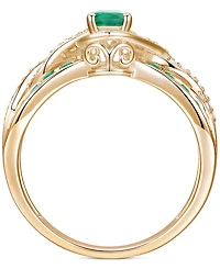 Emerald (3/8 ct. t.w.) & Diamond (1/4 Multirow Swirl Ring 14k Gold (Also Ruby Sapphire)