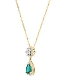 Lab-Created Emerald (5/8 ct. t.w.) & Lab-Created White Sapphire (1/2 ct. t.w.) Pendant Necklace in 14k Yellow Gold-Plated Sterling Silver, 16" + 2" ex
