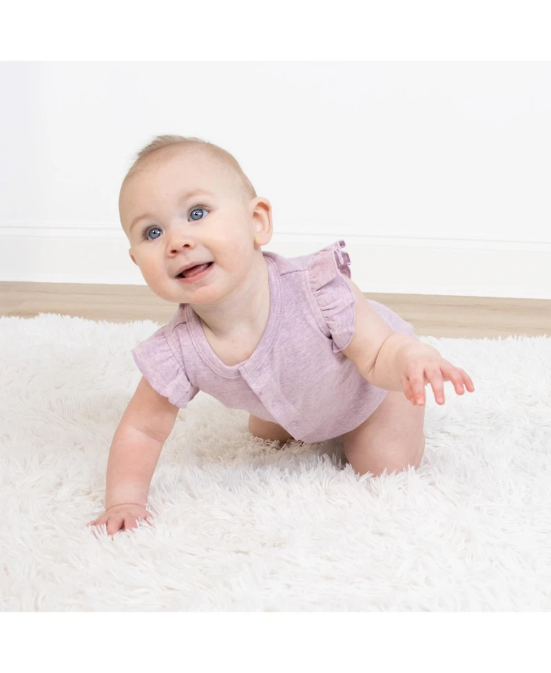 The Peanutshell Baby Girls Rompers - Lilac Stars, 2 Pack