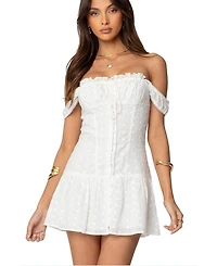 Edikted Women's Jill Eyelet Drop Waist Mini Dress
