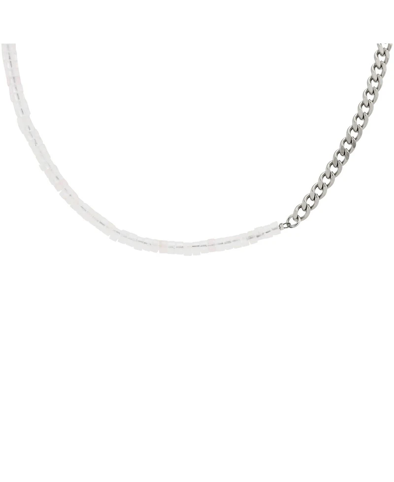 Non-Plated Stainless Steel Necklace with Rose Quartz Beads