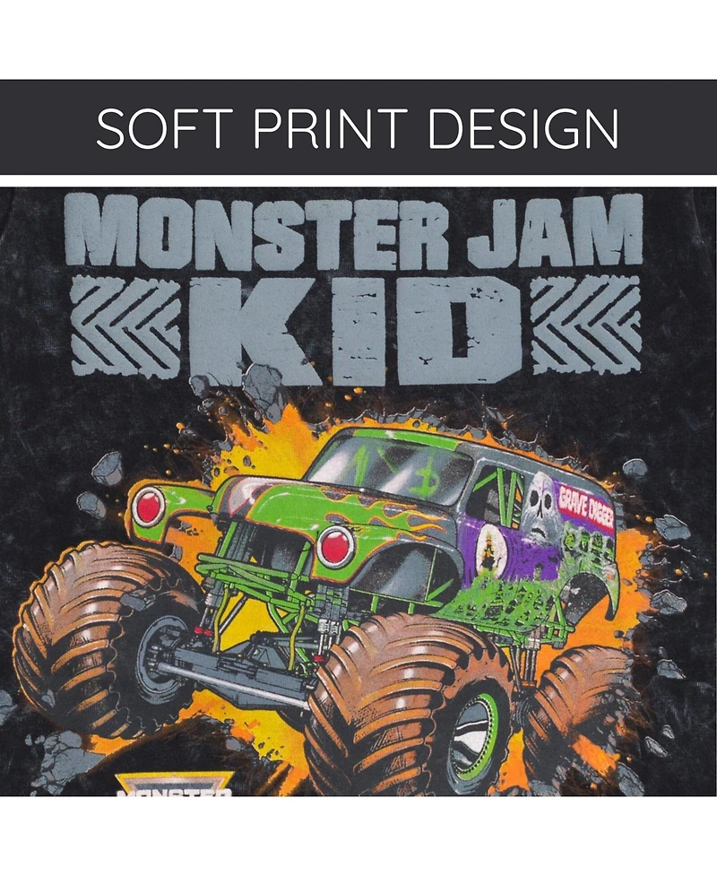 Monster Jam Toddler Boys Vintage Wash Matching Family T-Shirt to Adult Grave Digger