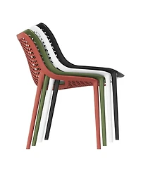 5-Piece Resin Square Patio Dining Table Set with Stackable Chairs