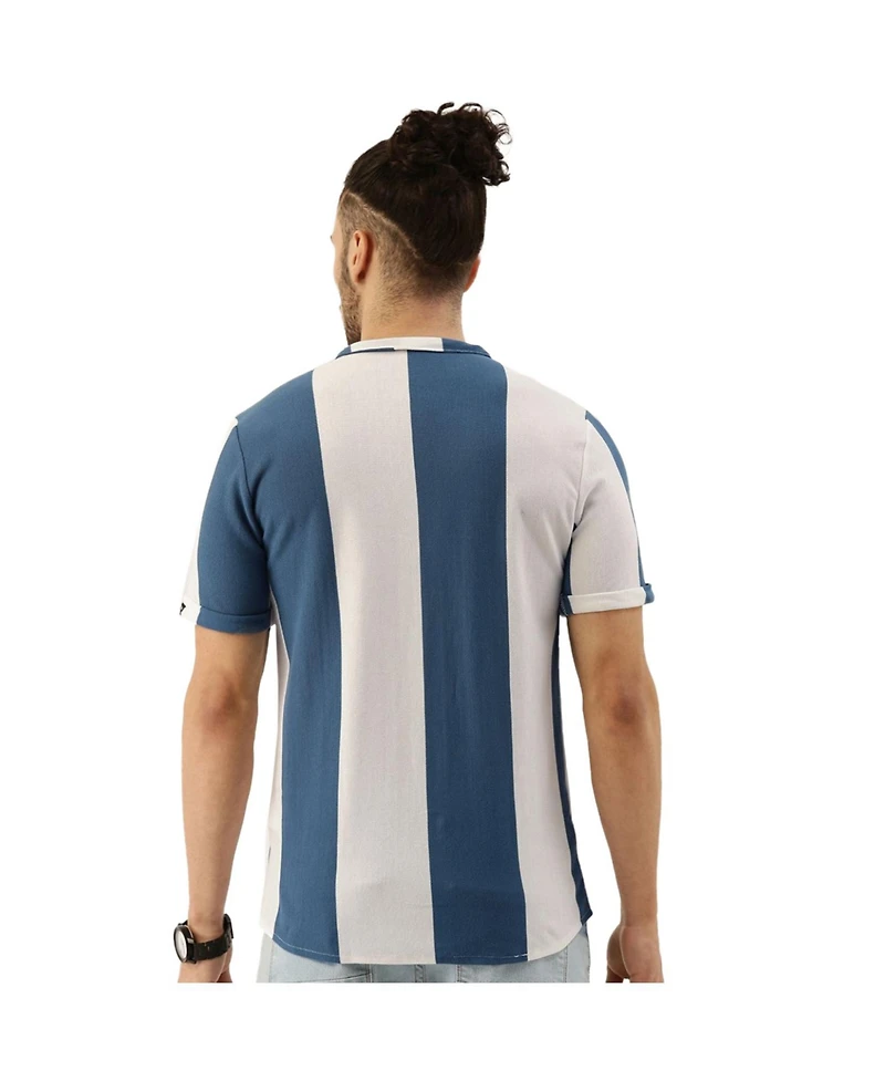 Campus Sutra Men's Blue & White Candy Striped Shirt