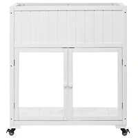 Mini Wood Cold Frame, Compact 2 Doors Garden Greenhouse with Wheels, Raised Bed with Liner for Indoor Outdoor Use