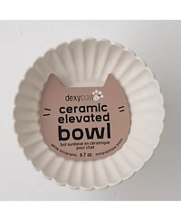 Elevated Cat Bowl: White & Black Flower