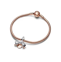 Pandora Two-Tone Just Married Wedding Bells Double Dangle Charms