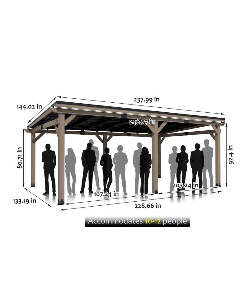 Mondawe 12 Ft. W x Ft. D Patio Wall-Mounted Solid Cedar Wood Gazebo with Galvanized Steel Roof