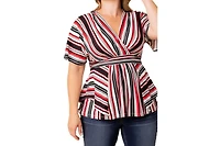 Kiyonna Plus Boulevard Short Sleeve Stripe Top