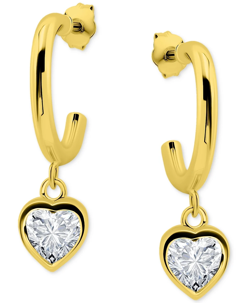 Giani Bernini Cubic Zirconia Heart Charm Half Hoop Earrings