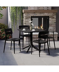 Modern 5-Piece Resin Patio Dining Table Set with Stackable Chairs