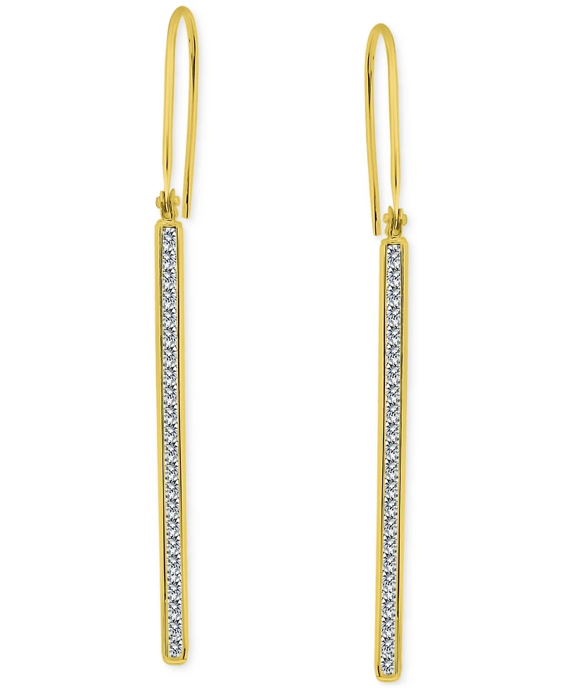 Giani Bernini Round Channel Set Cubic Zirconia Linear Fish Hook Drop Earrings