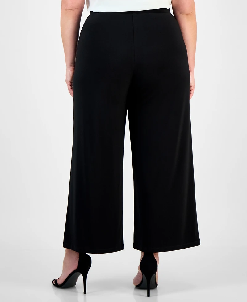 Anne Klein Plus Mid-Rise Wide-Leg Palazzo Pants
