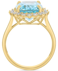 Effy Collection Diamond (1/10 ct. t.w.) & Sky Blue Topaz (6-1/2 ct. t.w.) Ring in 14K Yellow Gold
