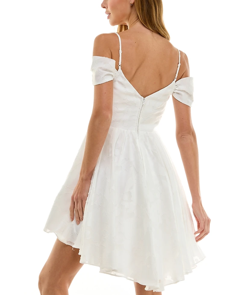 City Studios Juniors' Textured Chiffon Fit & Flare Dress