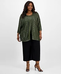 Anne Klein Plus Sequinned 3/4-Sleeve Jacket