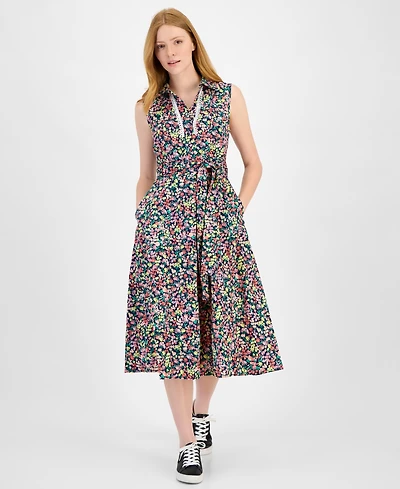 Tommy Hilfiger Women's Floral Lace-Trim Shirtdress