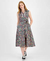 Tommy Hilfiger Women's Floral Lace-Trim Shirtdress