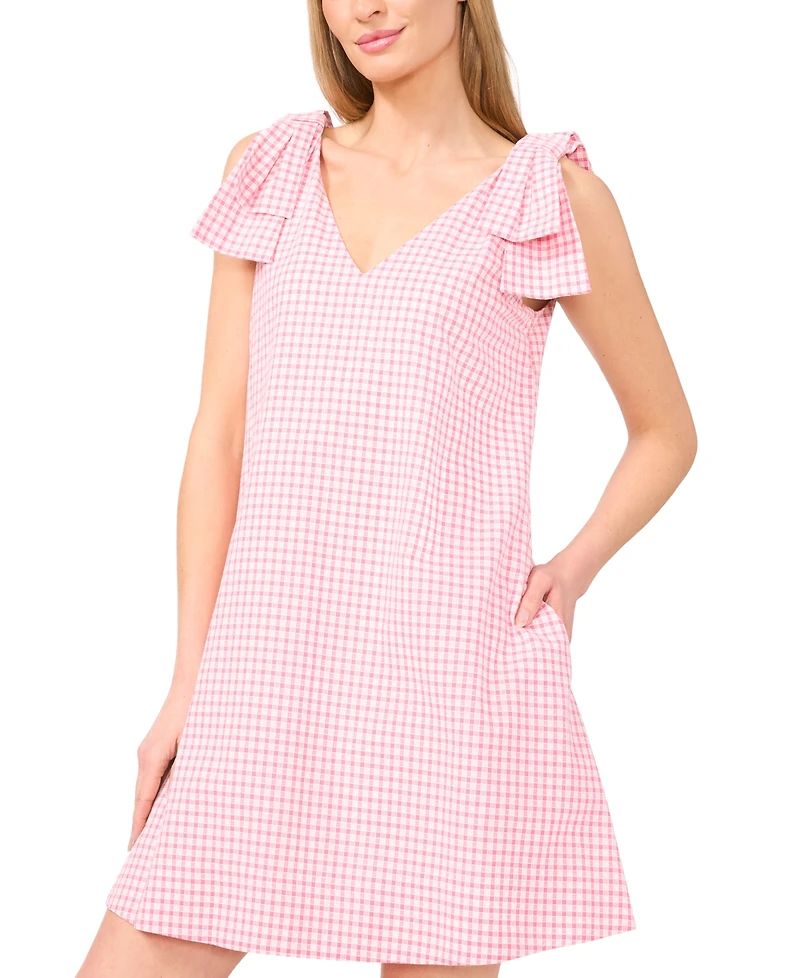 CeCe Women's Gingham Bow-Shoulder Mini Dress