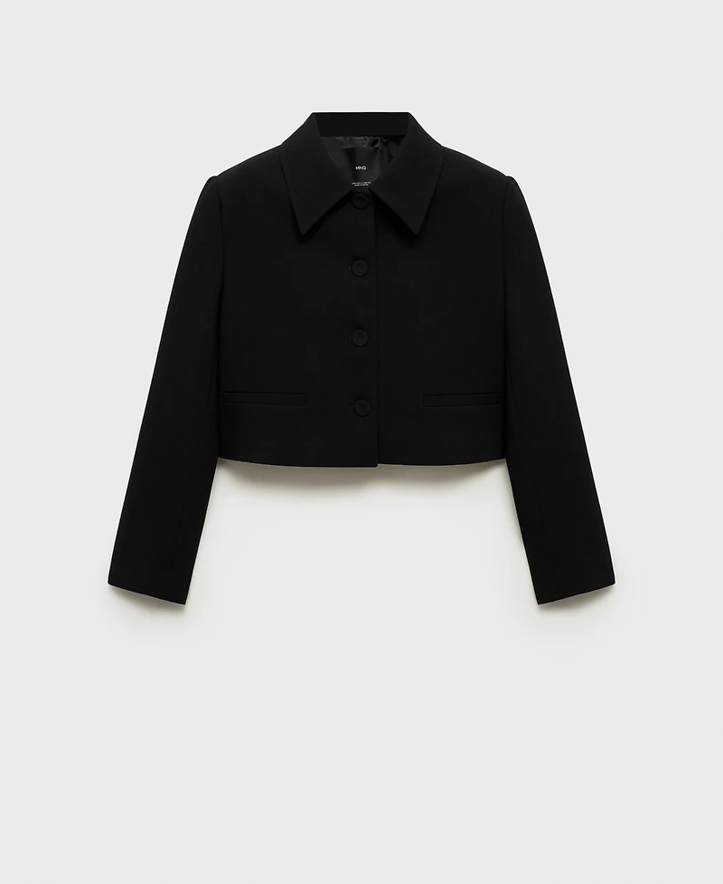 Mango Women's Crop Lapel Suit Jacket