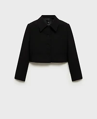 Mango Women's Crop Lapel Suit Jacket